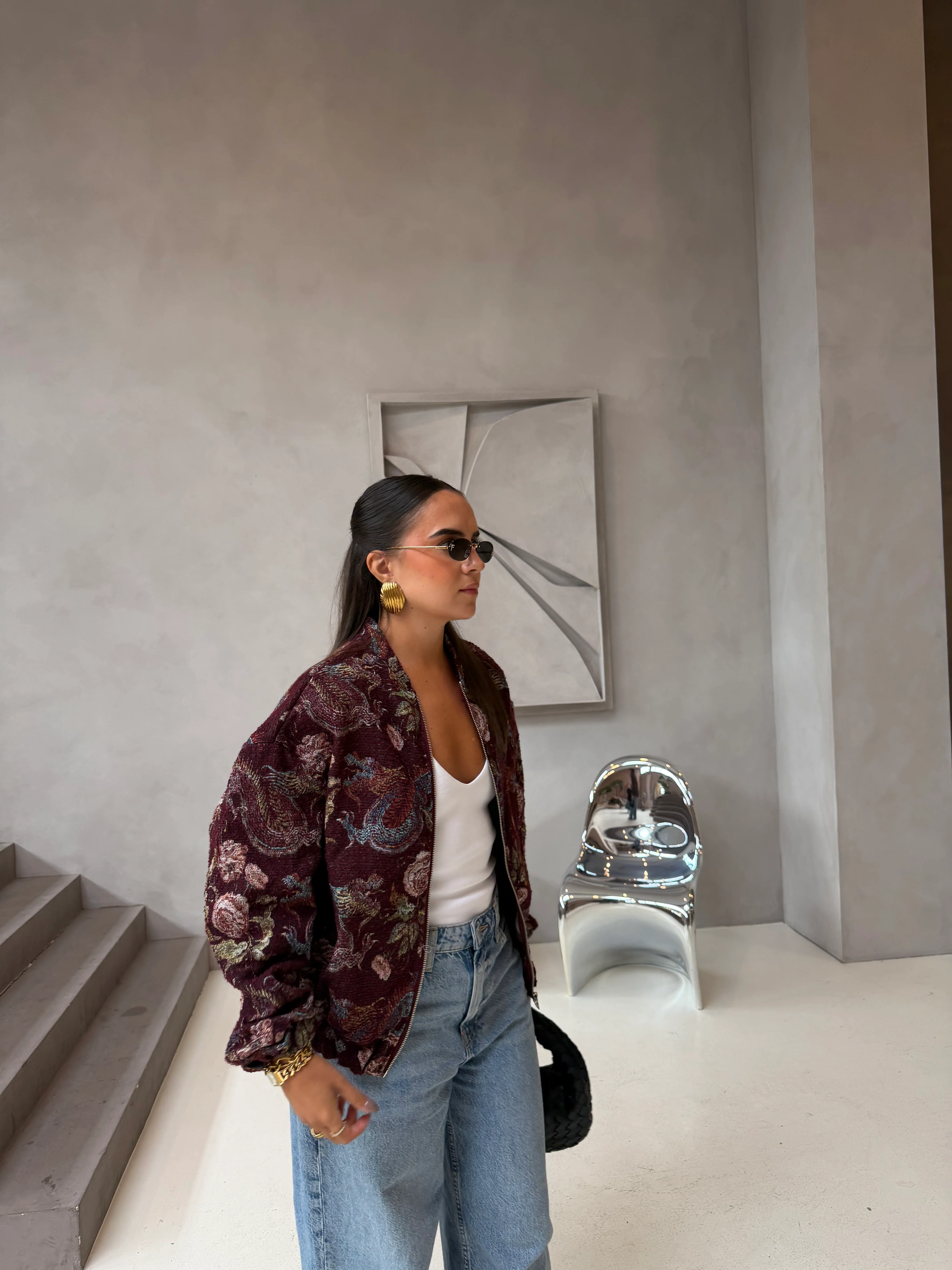 Veste GUAL bordeaux 2 à motif (5210)